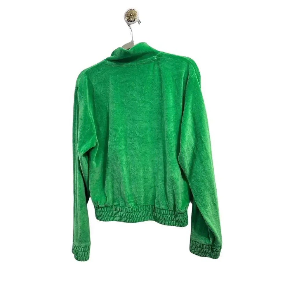 Iets Frans x Urban Outfitters Velour Jacket Woman Sz Medium Green Elastic Cuffs